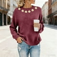 thumbnail image 6 of Women's Marled Knit Sweater, Casual Crewneck Pullover, Heathered Yarn Knit Top, Lightweight Long Sleeve Blouse, Everyday Basic Sweater with Comfort Fit Wine S, 6 of 9