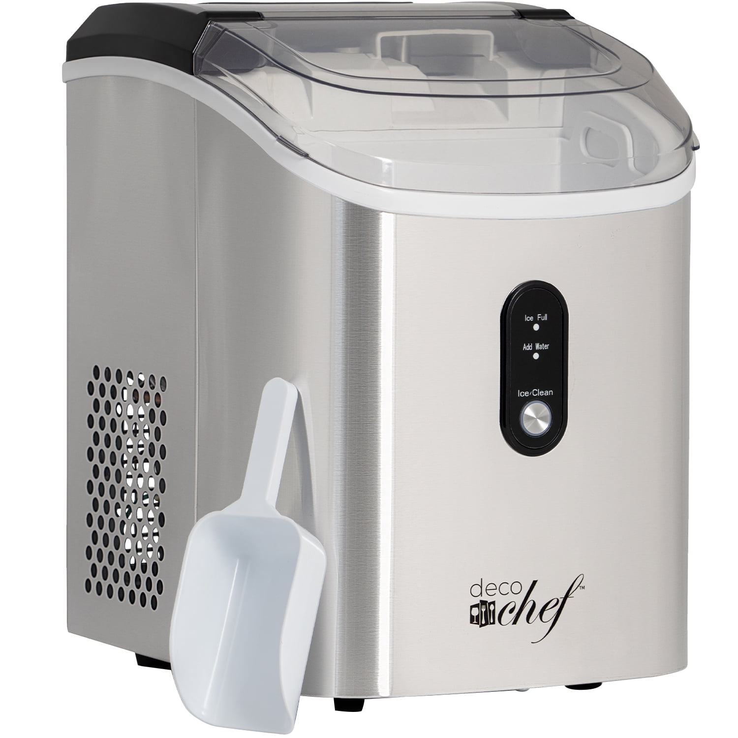 Open Box Deco Chef 33-LB Per Day Countertop Ice Maker, 1-Click Automatic Operation, Self-Cleaning, Chewable Soft Nugget Ice, Stainless Steel -