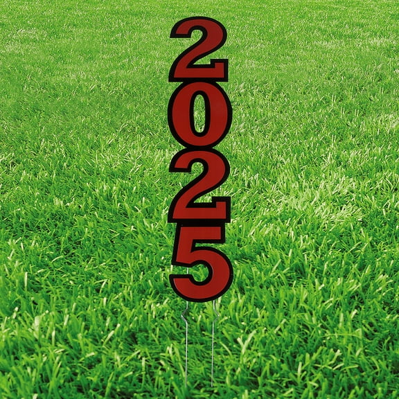 Fun Express 11" x 30" Red Class of 2025 Vertical Corrugated Plastic Yard Sign