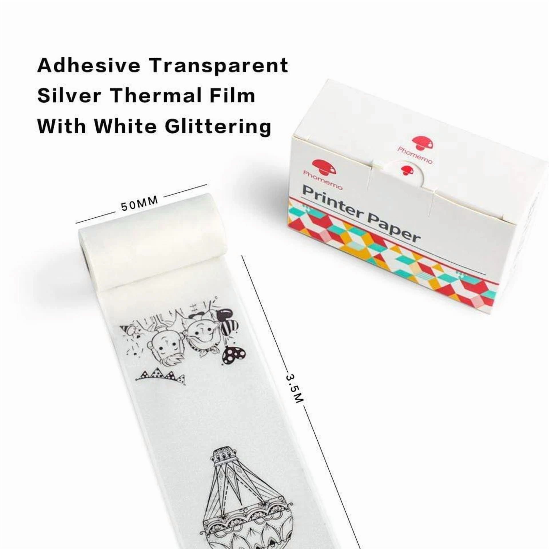 BUTTERFLY- Phomemo Silver Sparkle Transparent Sticker Thermal Papers 50Mm Adhesive Labels