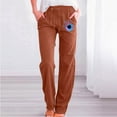 thumbnail image 2 of Yuyuzo Womens Cotton Linen Pants Straight Leg Flower Graphic Drawstring High Waisted Lounge Pants Slacks, 2 of 6