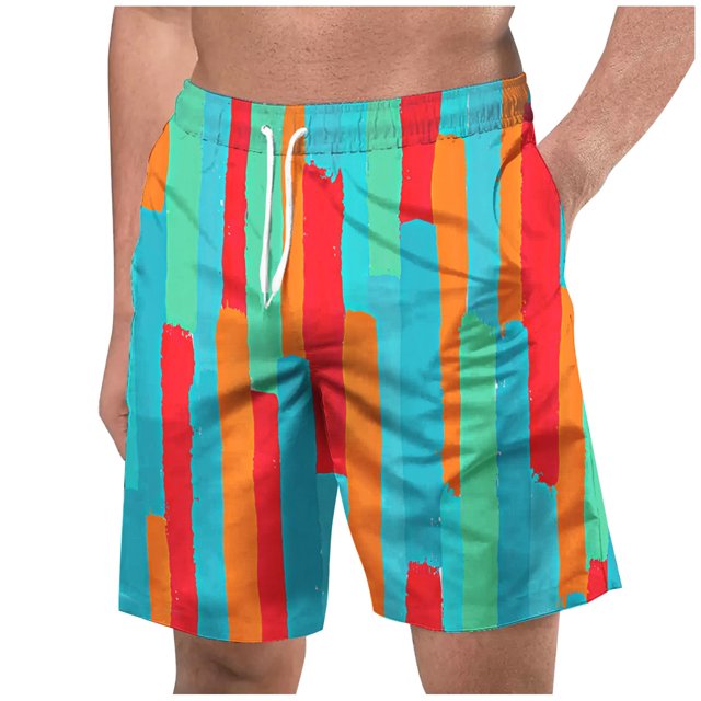 Shorts de Bain pour Hommes, Shorts de Bain Imprimés avec Poches, Orange m