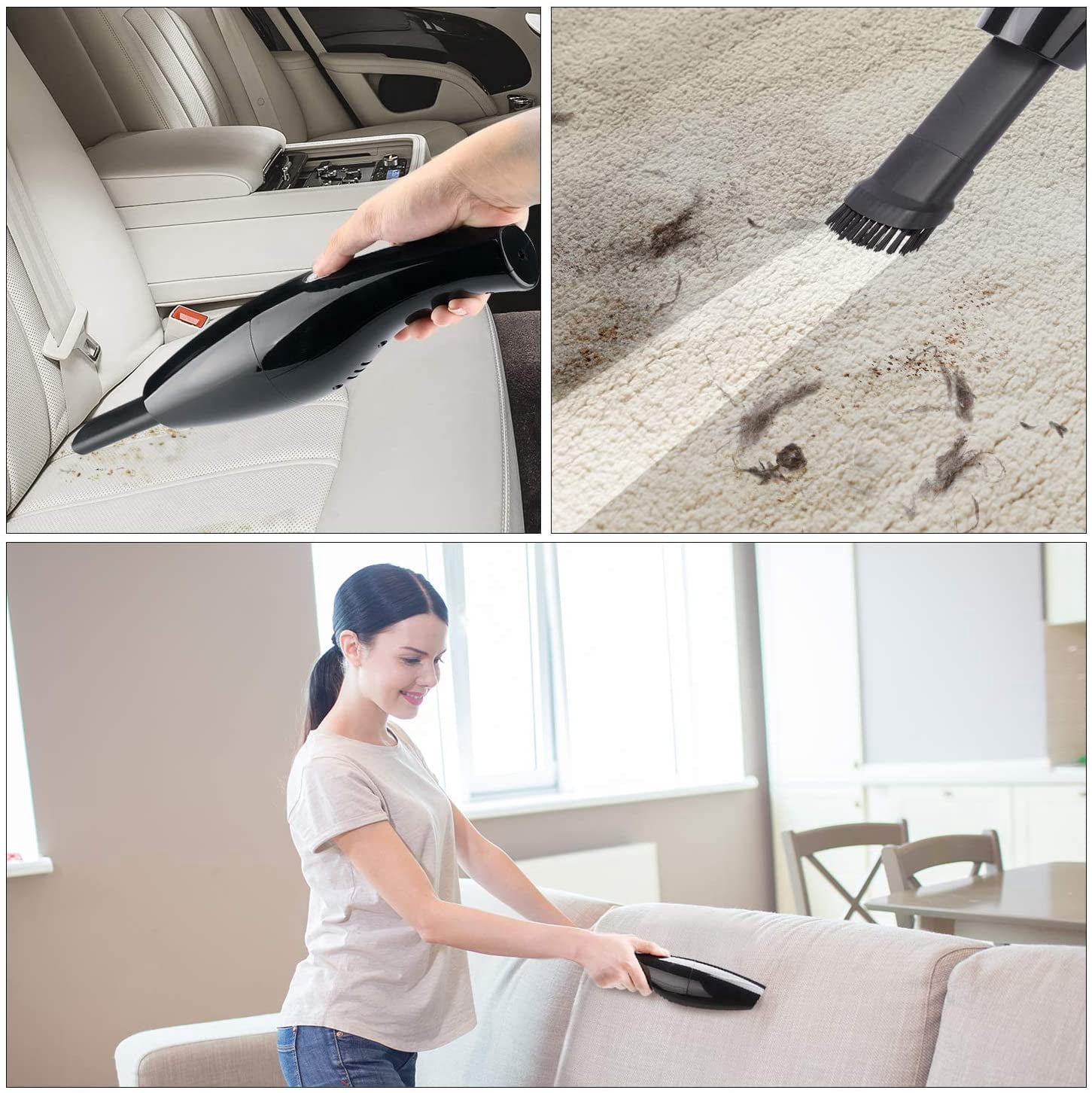 Cordless Handheld Vacuums Car Vacuum Cleaner High Power Portable Vacuum Cleaner Best Gift for Men for Car with Reusable 2 Pcs Steel HEPA Filter Wet and Dry Use Low Noise Black