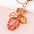 thumbnail image 2 of XYCCA Flower Key Chain Rhinestone Tassel Leaf Key Ring Female Purse Bag Charm Charm (Tulip Pink), 2 of 2
