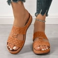 thumbnail image 3 of LOVZFMLL Wedge Sandals for Women 2025 Casual Slip On Open Toe Slides Sandals for Summer Beach Vacation Outdoor Comfort Walking Chunky Sandals Brown 9.5, 3 of 8