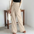 thumbnail image 2 of fartey Cotton Linen Summer Pants Women Roomy Pockets Waist Tie Wrap Long Pants Solid Color Casual Breathable Straight Leg Trousers, 2 of 7