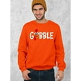 thumbnail image 3 of Gobble Thanksgiving Dinner Funny Turkey Face Crewneck Sweatshirt, XL, Orange, 3 of 6