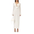 thumbnail image 1 of Mialoley Robe Longue pour Femmes, Robe Fendue à Manches Longues Fleurie Ajustée Robe Cocktail pour Soirée, 1 of 5