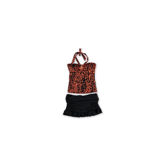 Bandeau de 2 piezas con Falda con volantes Island Escape Naranja 8