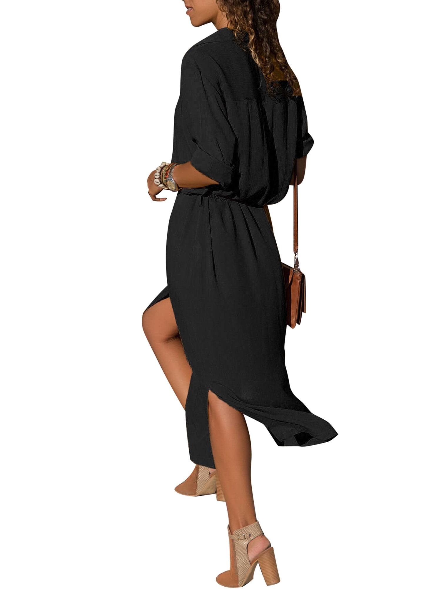 Button Shirt Dresses for Women Maxi 