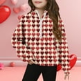 thumbnail image 2 of SERTG Girls Valentines Half Zip Sweatshirt Hoodless Stand Collar Thumbhole Cuffs Kids Long Sleeve Casual Pullover Everyday Top(Red#4,7 Years), 2 of 5