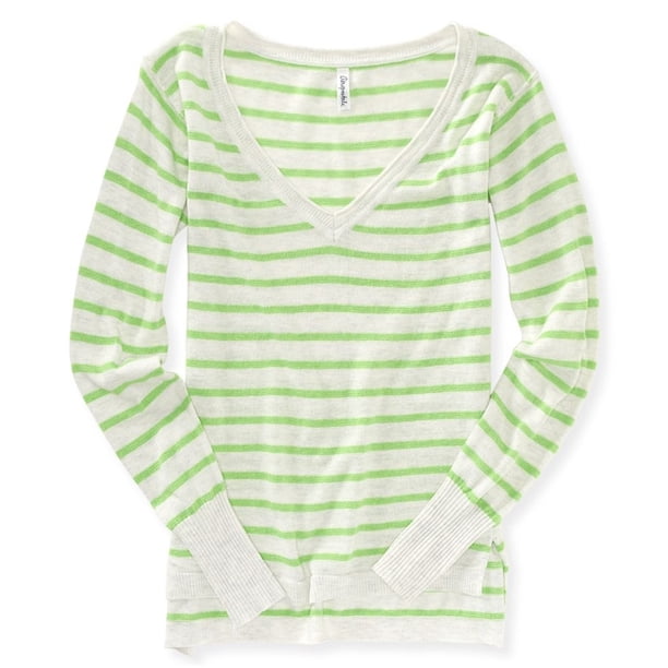 Suéter tejido a rayas Aeropostale para mujer verde extragrande