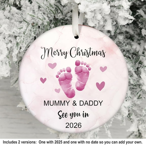 The Dreamy Den See You In 2026 Baby Girl Ornament , Newborn Pink Baby Feet Christmas Ornament , Mom To Be Gift, 1PC