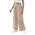 thumbnail image 6 of TEMOFON Womens Baggy Wide Leg Palazzo Pants Casual Loose Drawstring Elastic Waisted Lounge Trousers with Pockets, 6 of 7