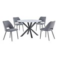 thumbnail image 1 of 5pc Marbre Blanc Enveloppé Table à Manger avec Verre Trempé et Chaises Grises, 1 of 5