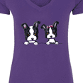 thumbnail image 4 of Inktastic Boston Terriers (dark Apparel) Women's V-Neck T-Shirt, 4 of 5