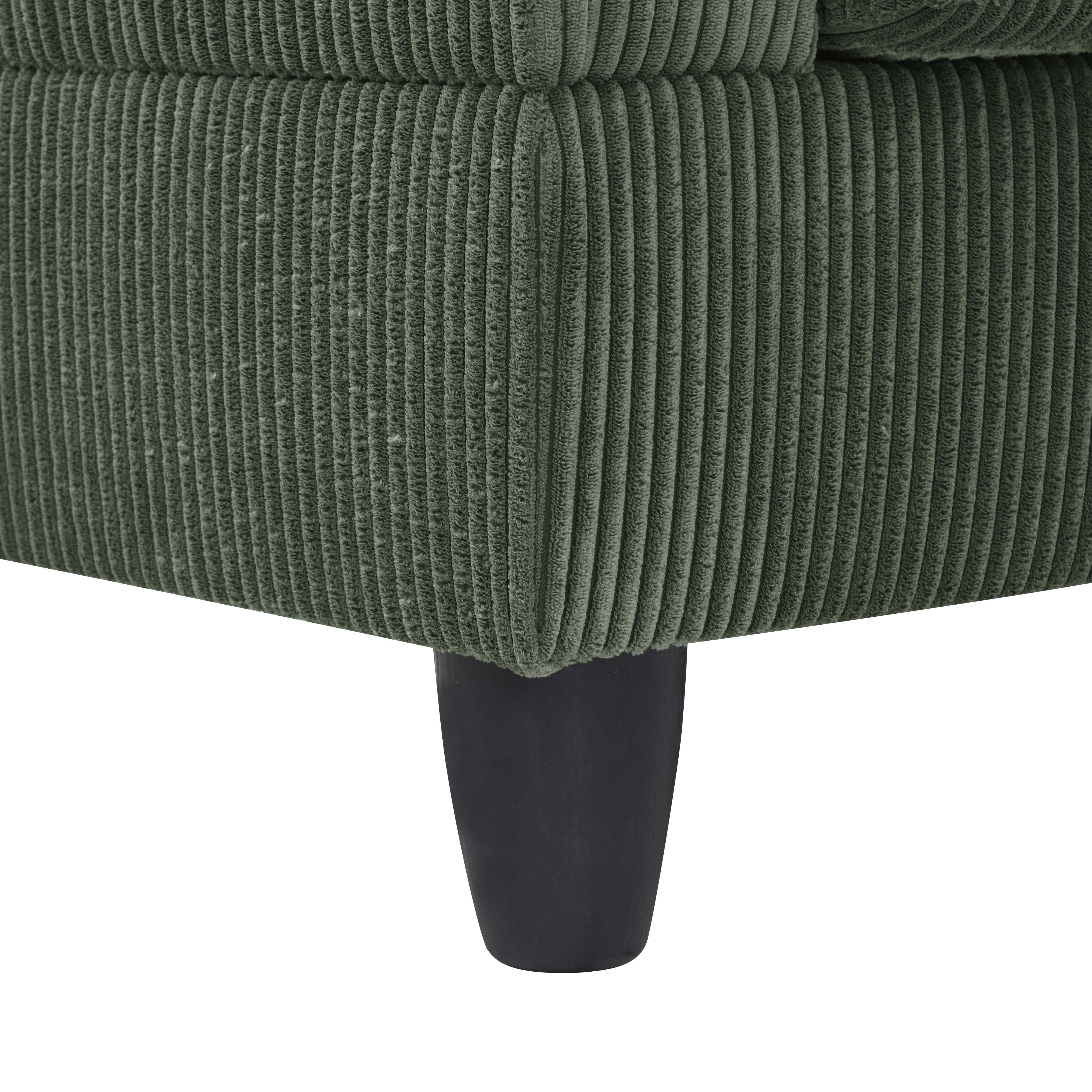 U Shaped Sectional Sofa,6-Seats Modular Corduroy Sofa Couch with Ottoman for Living Room,Green