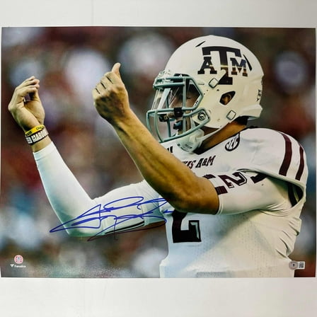 Autographed/Signed Johnny Manziel Money Sign Texas AM Aggies 16x20 College Football Photo Beckett BAS COA