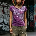 thumbnail image 4 of Women Fashion Clothes Shirts 2000s Tops Short Sleeve Graphic Tees Punk Scene Clothing Cute Casual Shirts For Women, 4 of 8