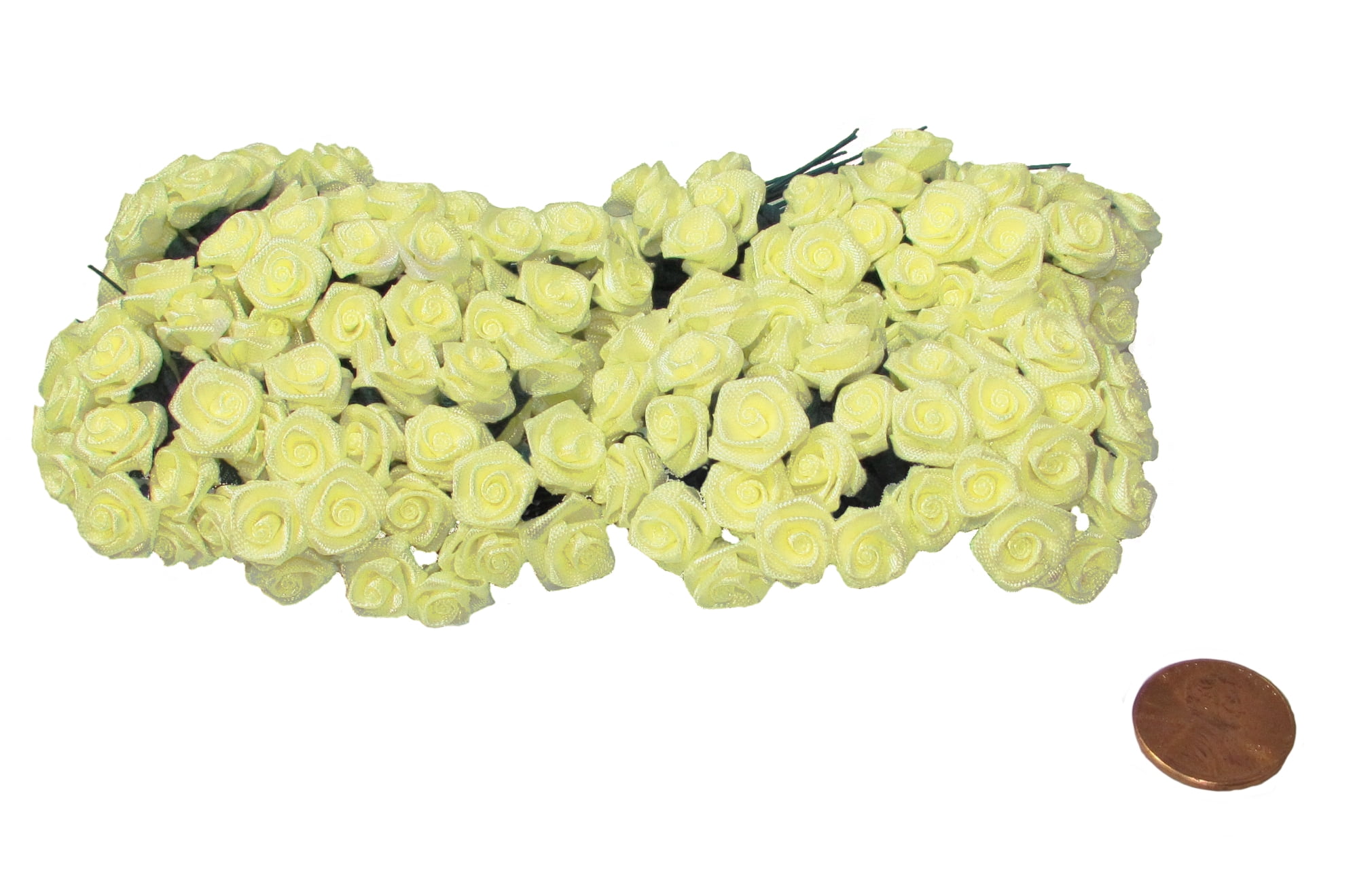 144 Silk Mini Wrap Roses Wedding Shower Flower Picks Yellow