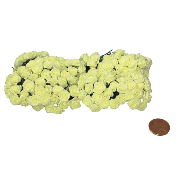 144 Silk Mini Wrap Roses Wedding Shower Flower Picks - Yellow