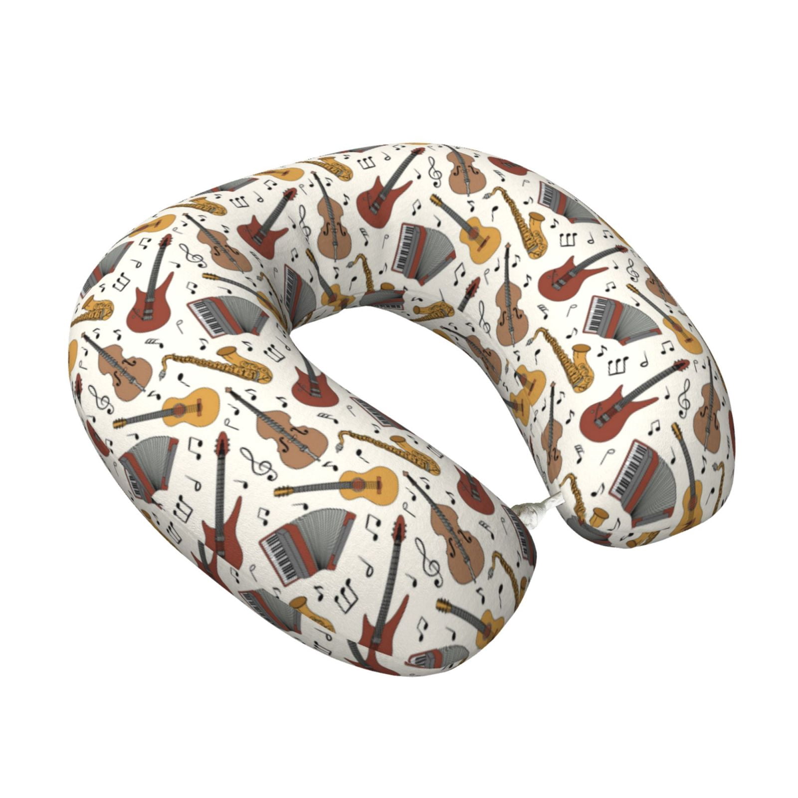 Xecao Guitar Print Memory Foam Cervical Neck Pillow Versatile U-Shaped Pillows for Home,Office,Camping,Travelling,Soft Washable Cover