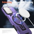 thumbnail image 2 of for iPhone 16 Plus Case with Metal Camera Cover Bracket, [Compatible with MagSafe] [Built-in Kickstand] [Military-Grade Protection] Heavy Duty Magnetic Case for iPhone 16 Plus, Purple, 2 of 6