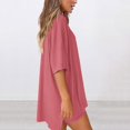 thumbnail image 4 of Lumtrix Women's 2 Piece Lounge Sets 2026 Casual Summer Airport Travel Outfits Oversized Side Slit Shirts Biker Shorts Matching Clothing Pink S, 4 of 5