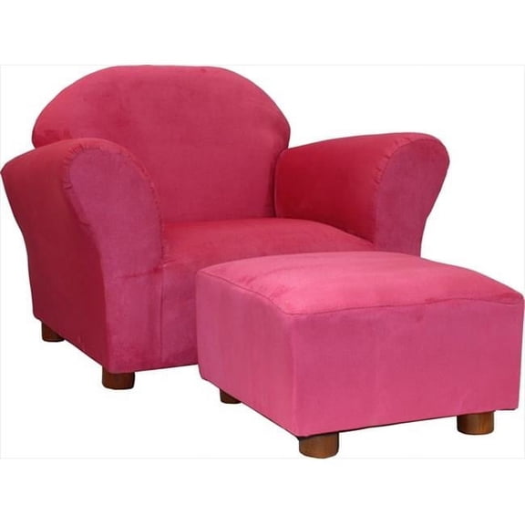 Fantasy Furniture CR33 Fantasy Furniture Roundy Chair Microsuede Hot Pink with ottoman