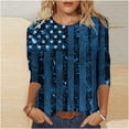thumbnail image 2 of Birdeem T-Shirt Mode Femme Jour de l'Indépendance Imprimé Ample Manches 3/4 Col Rond Haut Décontracté, 2 of 5
