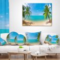 thumbnail image 4 of Designart Tropical Beach with Coconut Trees - Landscape Photography Throw Pillow - 16x16, 4 of 5