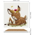 thumbnail image 4 of GZHJMY Cute Watercolor Deer Printed Square Ceramic Coaster for Drinks with Cork Base for Coffee Cups, Place Mats for Home Decor, 4 Pcs, 4 of 4