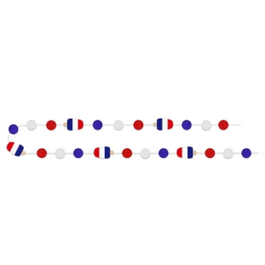 Fourth July Summer Garland- 2" Felt Balls, 4" Popsicles- Red White Blue- Memorial Day Decor, USA American Flag, Party Mantle Banner