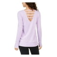 thumbnail image 2 of IDEOLOGY Womens Purple Cut Out  Low Back Printed Long Sleeve Jewel Neck Evening Top S, 2 of 2