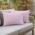 thumbnail image 2 of Outdoor Waterproof Pillow Covers Farmhouse Pink Purple Plaid Decorative Throw Pillow Protectors,Pillowcase Cushion Cases for Patio Sofa Garden Couch,20x12in,Pack of 2, 2 of 14