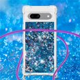 thumbnail image 5 of Long Crossbody Lanyard Clear Case for Google Pixel 7a with Adjustable Neck Strap, Glitter Sparkly Bling Quicksand Phone Cover Cases for Google Pixel 7a QKG Blue, 5 of 14