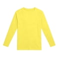 thumbnail image 3 of ZyeKqe Boys Girls Long Sleeve Tops Casual Crewneck Lightweight Stretch Fitness Running Workout Tee Shirts for Kids(13-14Years,Yellow), 3 of 8