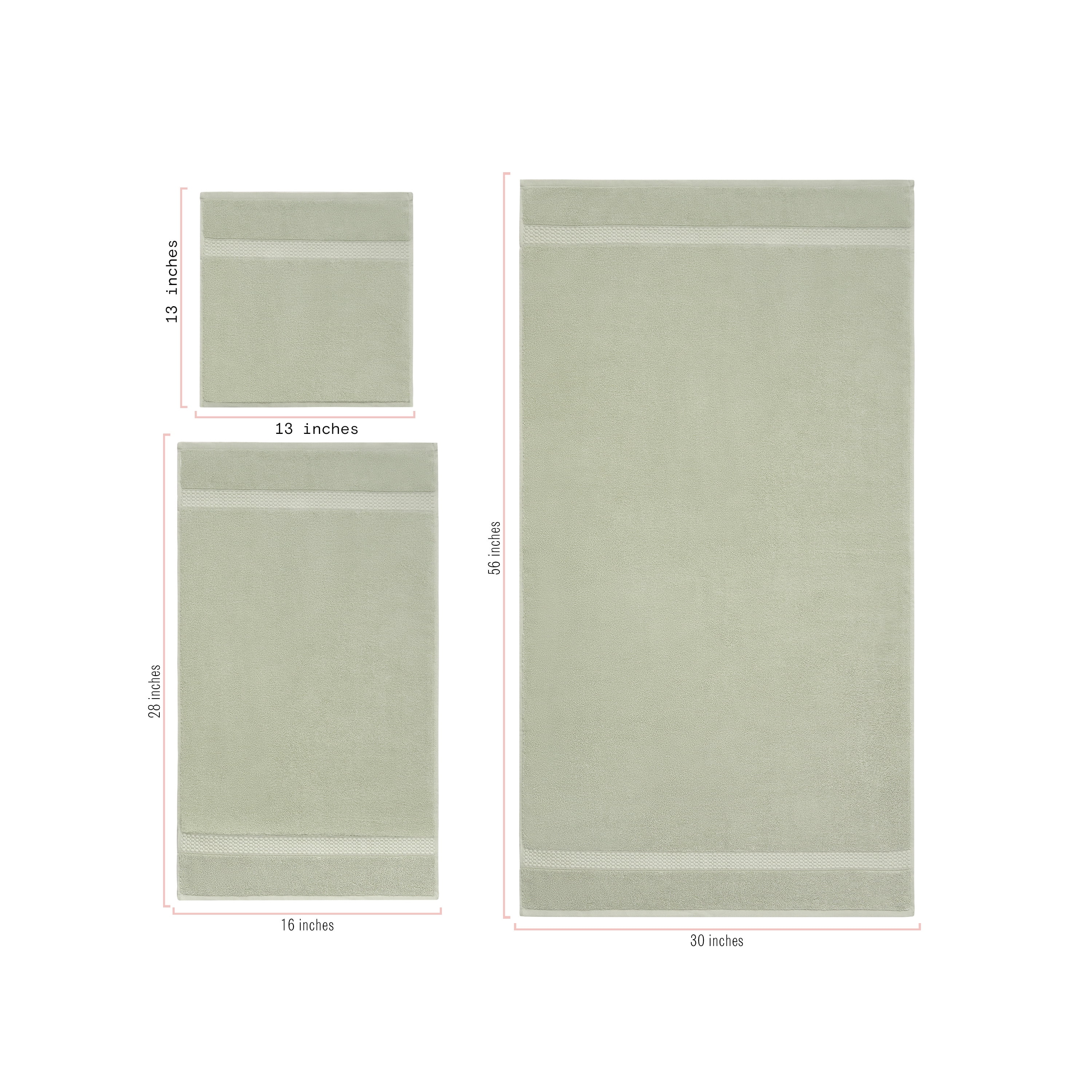 Beautiful by Drew Barrymore Dobby Bath Towel, Soft 100% Cotton, Sage Green