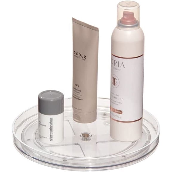 KISPATTI 9" Lazy Susan Spinning Cosmetic Organizer, Clear