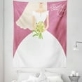 thumbnail image 1 of Wedding Tapestry, Wedding Day Celebration Bride Plain Colored Dress and Flowers Image, Fabric Wall Hanging Decor for Bedroom Living Room Dorm, 5 Sizes, Dark Coral and White, by Ambesonne, 1 of 1