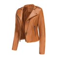 thumbnail image 3 of SWSMCLT Women's Faux Leather Jacket Snow Spring PU Motorcycle Full Zip Windbreaker Fall Jackets Long Sleeve Jacket Umber 3X-Large, 3 of 4