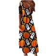 thumbnail image 1 of Vestido largo de manga corta de Halloween de encaje con cuello en V informal con estampado de verano para mujer a la moda Fridja bnh6189, 1 of 5