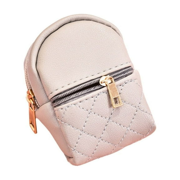 Xfvqtps Mini Coin Purse Zip up Cute Pendant Keychain Keyrings Lipstick Storage Bag Gray