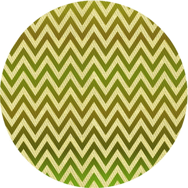 Ahgly Company Machine Washable Indoor Round Transitional Dark Yellow Green Area Rugs, 3' Round