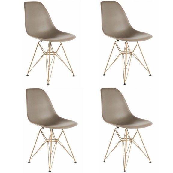 Eiffel Dining Chair with Gold Base - Taupe