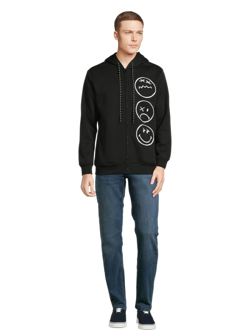 Smile… SmileyWorld men's Graphic Print Hoodie, Zip Closure - Walmart.com