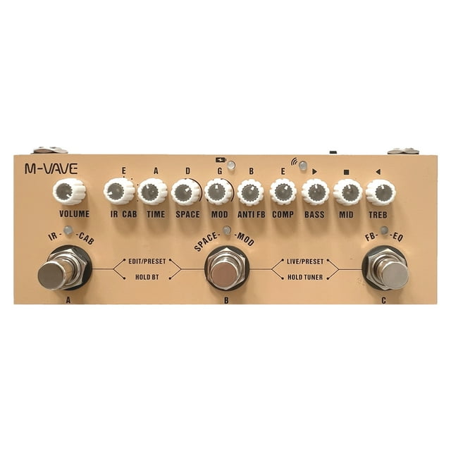 M-VAVE CUBE AC Processeur d'Effets de Guitare Acoustique Portable Multifonction avec Lecture de Musique Sans Fil, Enregistrement sur Téléphone Mobile, et Interface Audio Type-C