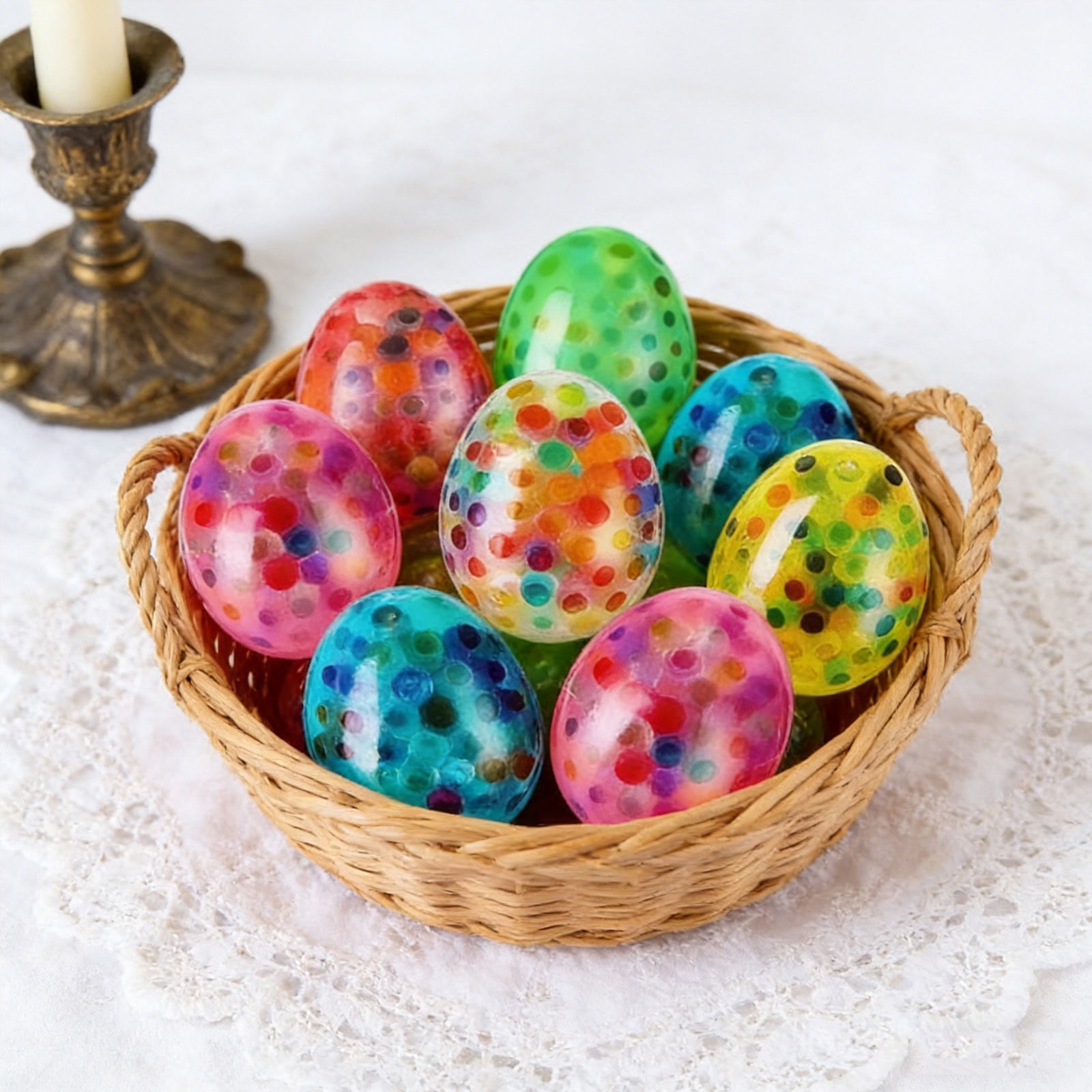 AZXY 12Pcs Easter Egg Daily Pinch Value Set, Soft Silicone Bead Filled Slow Rebound Handheld Squeeze Accessory