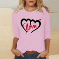 thumbnail image 2 of VKOYWKM Heart Print Shirts for Women Valentines Day T-Shirts 3/4 Sleeve Tops Cute Love Graphic Tees Tops Casual Spring Clothes Loose Fit Crew Neck Valentine Shirt, 2 of 6