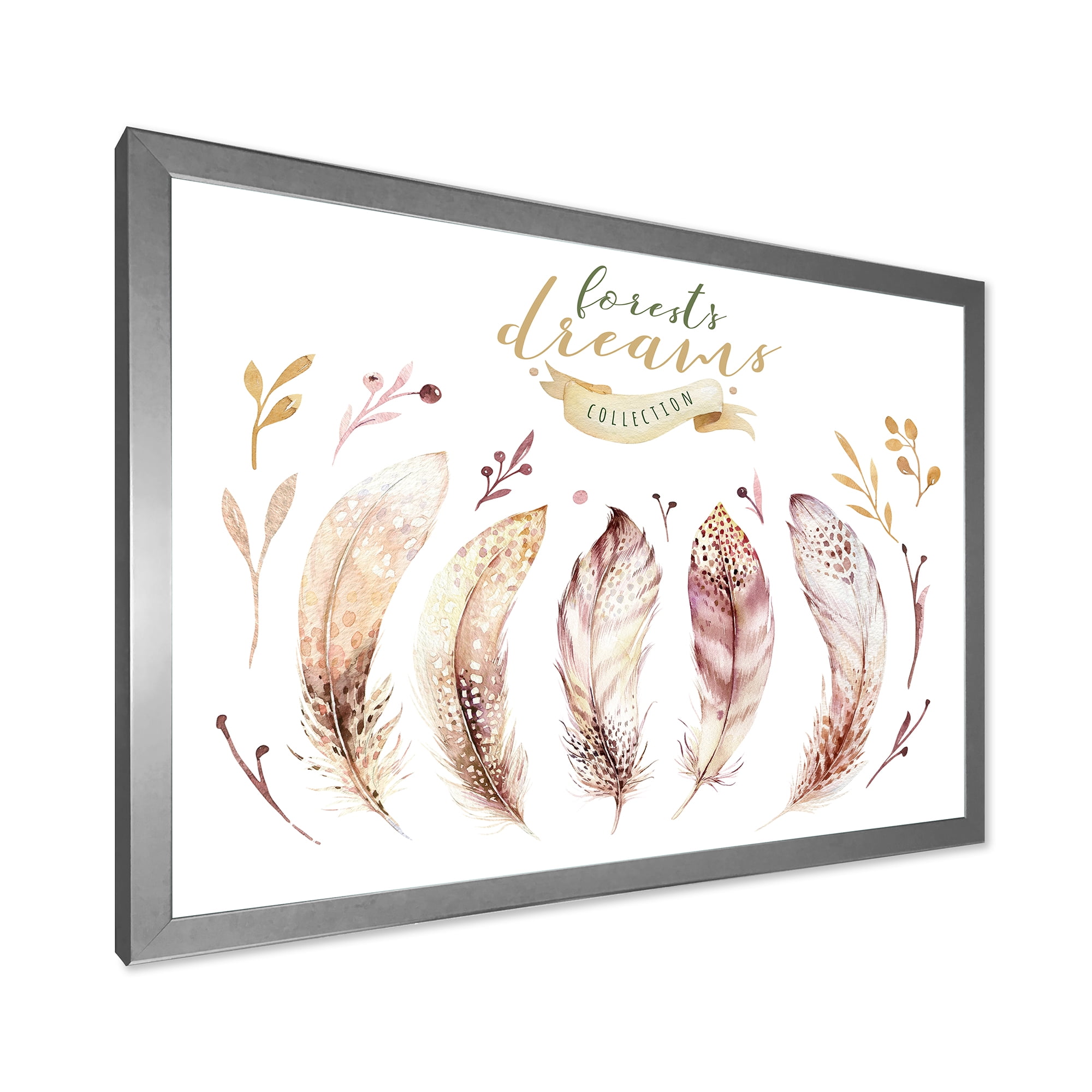 Designart 'Vital Feathers In Ethnic Boho Style' Bohemian & Eclectic Framed Art Print